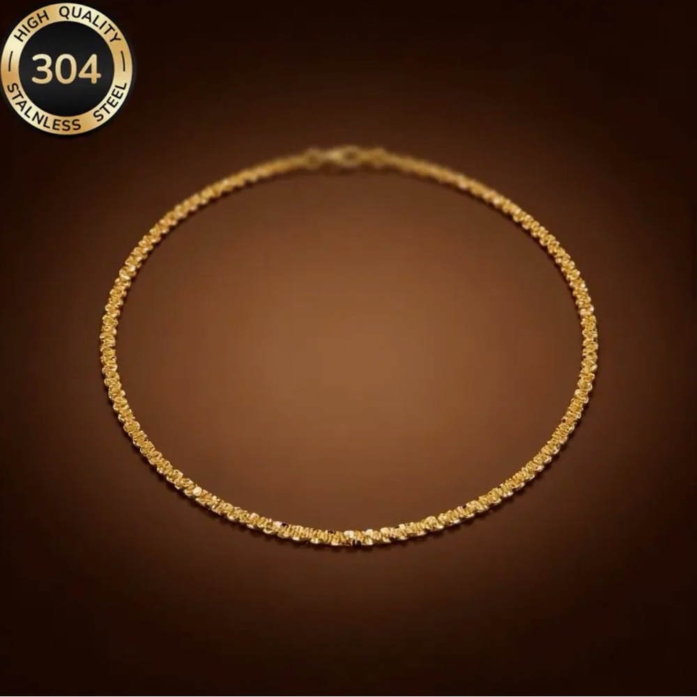 18K Gold Plated 304 Stainless Steel Twist Chain Necklace Elegant Women's Jewelry - Picture 6 of 13